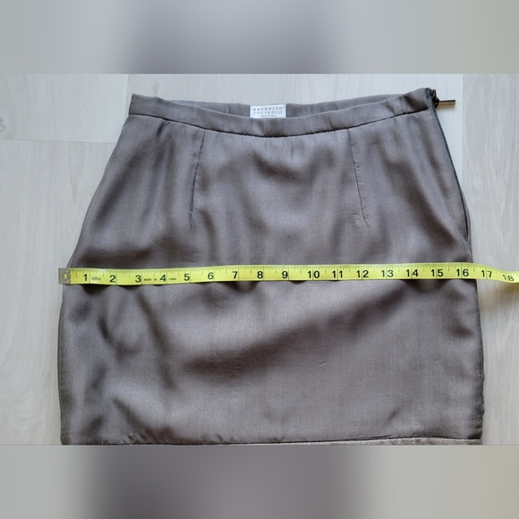 Brunello Cucinelli gray/brown wool/chiffon miniskirt, size 0/2 - Picture 3 of 9